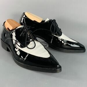 Size 9 Lex Black White Color Block Spectator Derby Pointed Toe Lace-Up Shoes